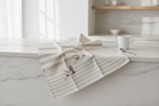 Sparrow tea towel on marble countertop